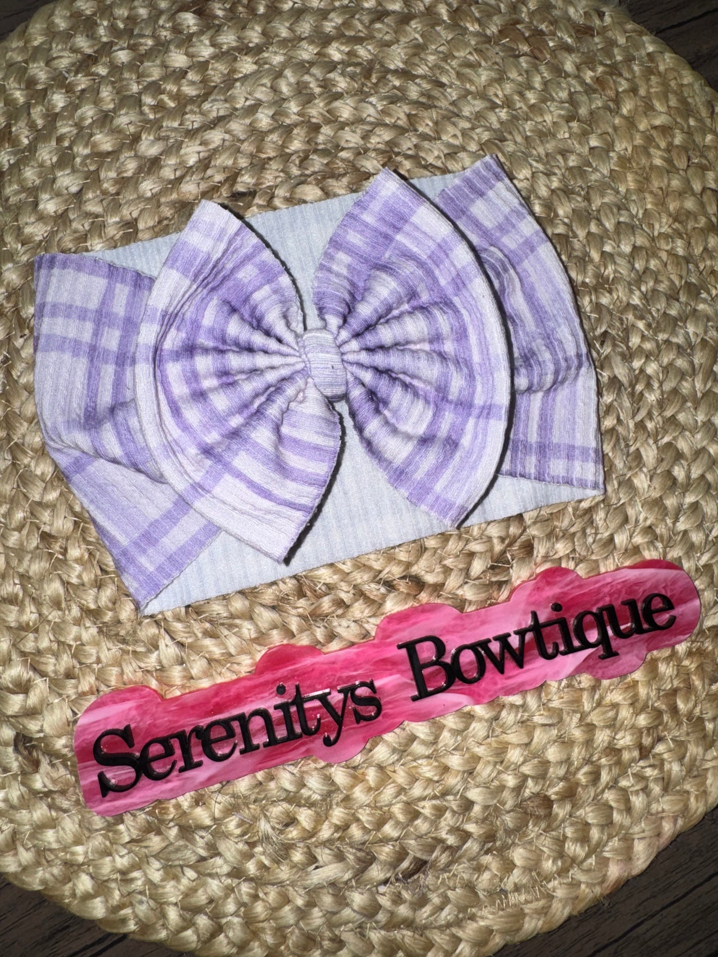 Purple striped waved bow