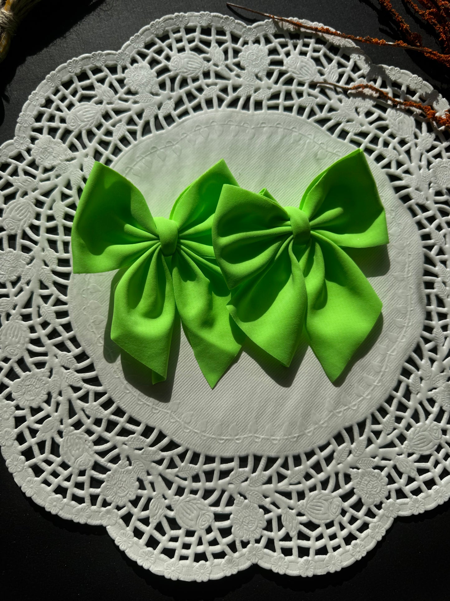 Neon green swim bow