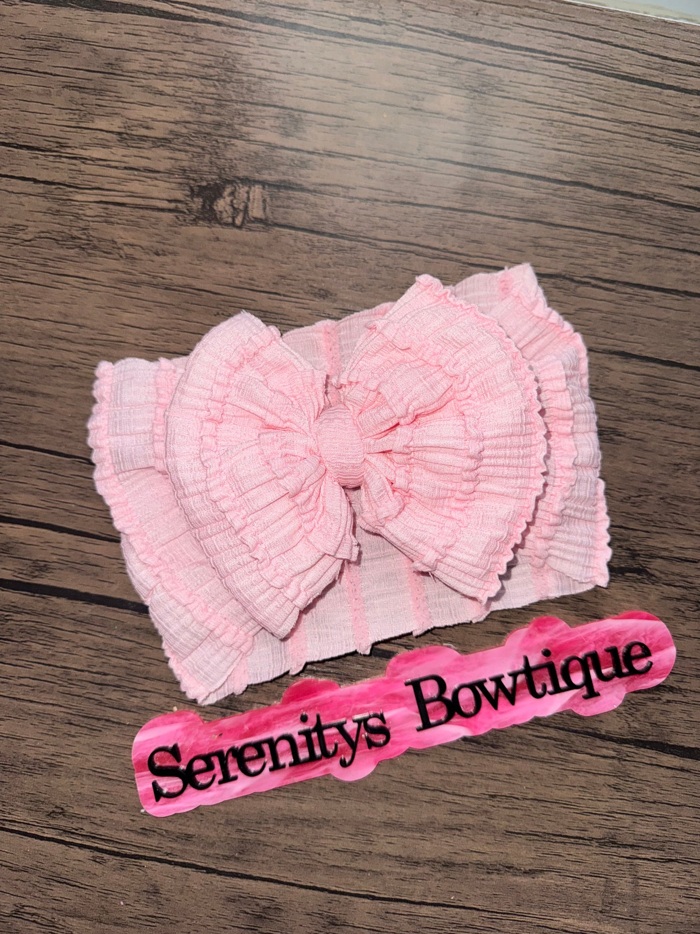 Pink ruffle bow