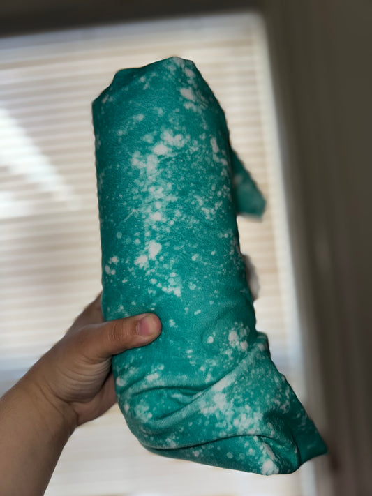 Blue acid wash velvet bow