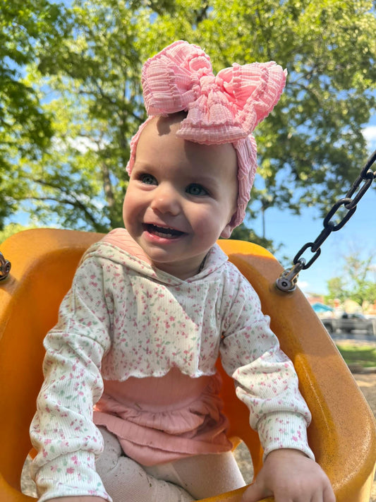 Pink ruffle bow