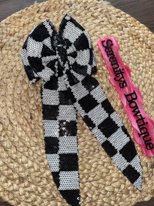 Sequins checkered bow