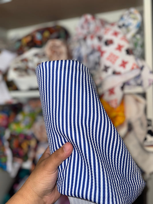 Blue striped bow