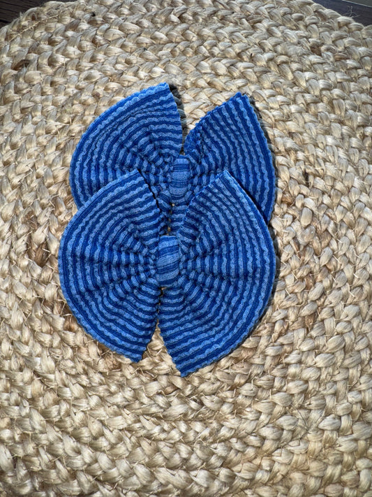 Royal blue waved bow