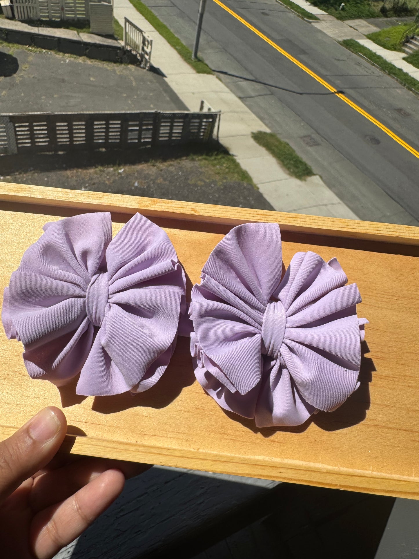 Purple swim matte bow