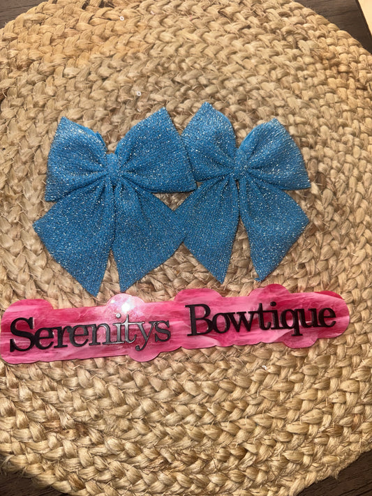 Ocean blue glitter bow