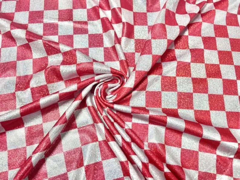 Holographic red checkered bow