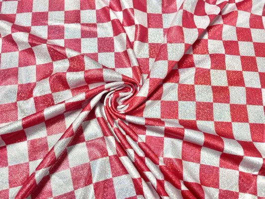 Holographic red checkered bow