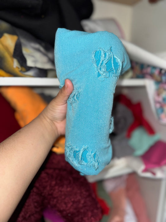 Blue distressed bow