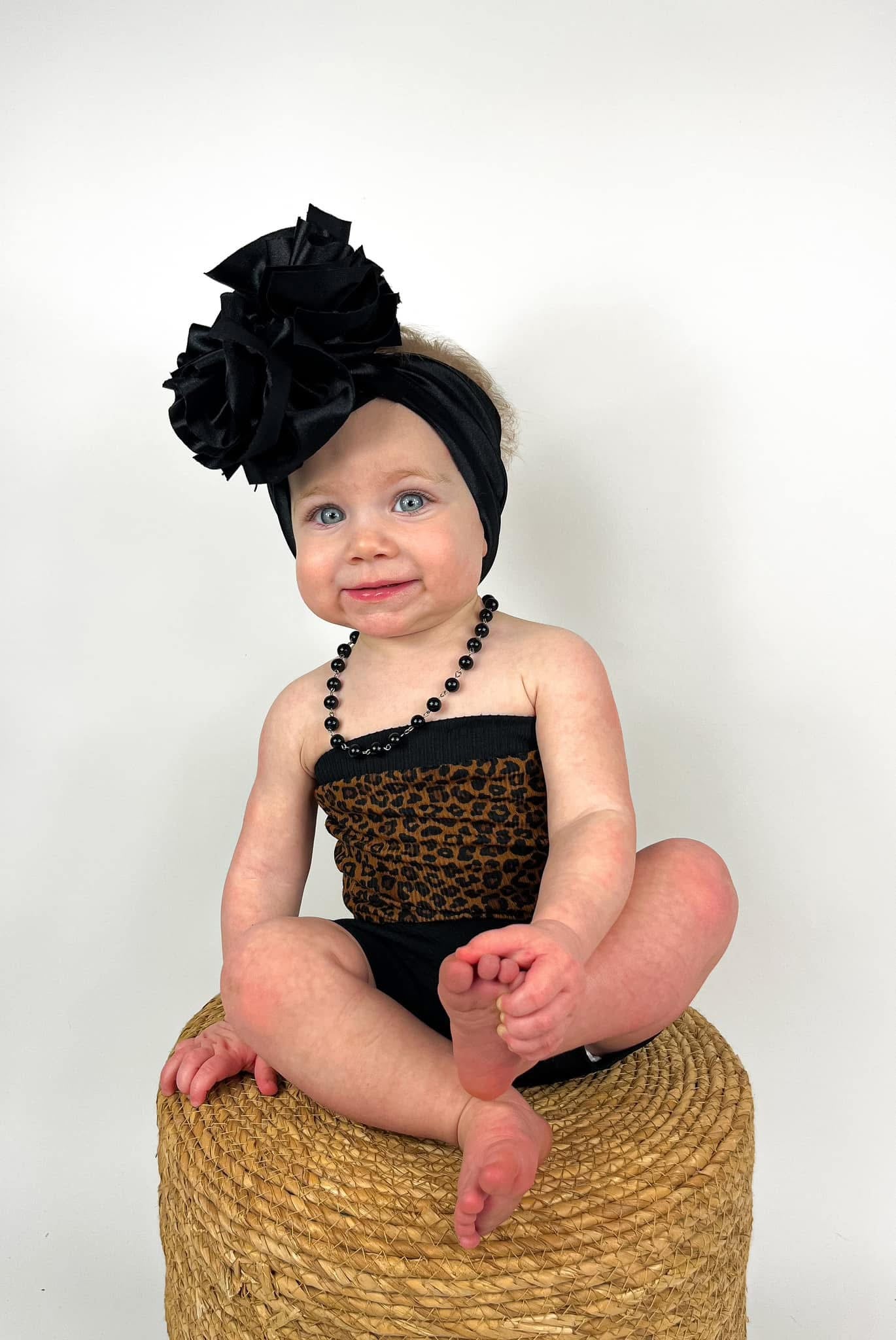 Black satin bow