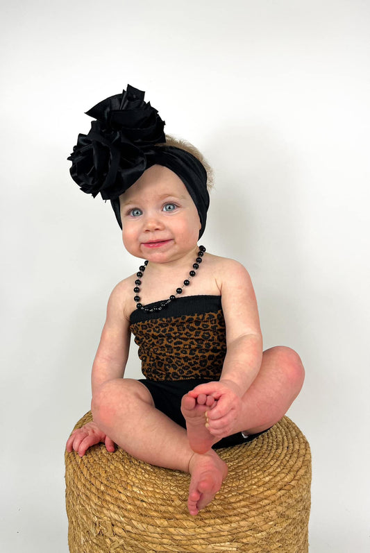 Black satin bow