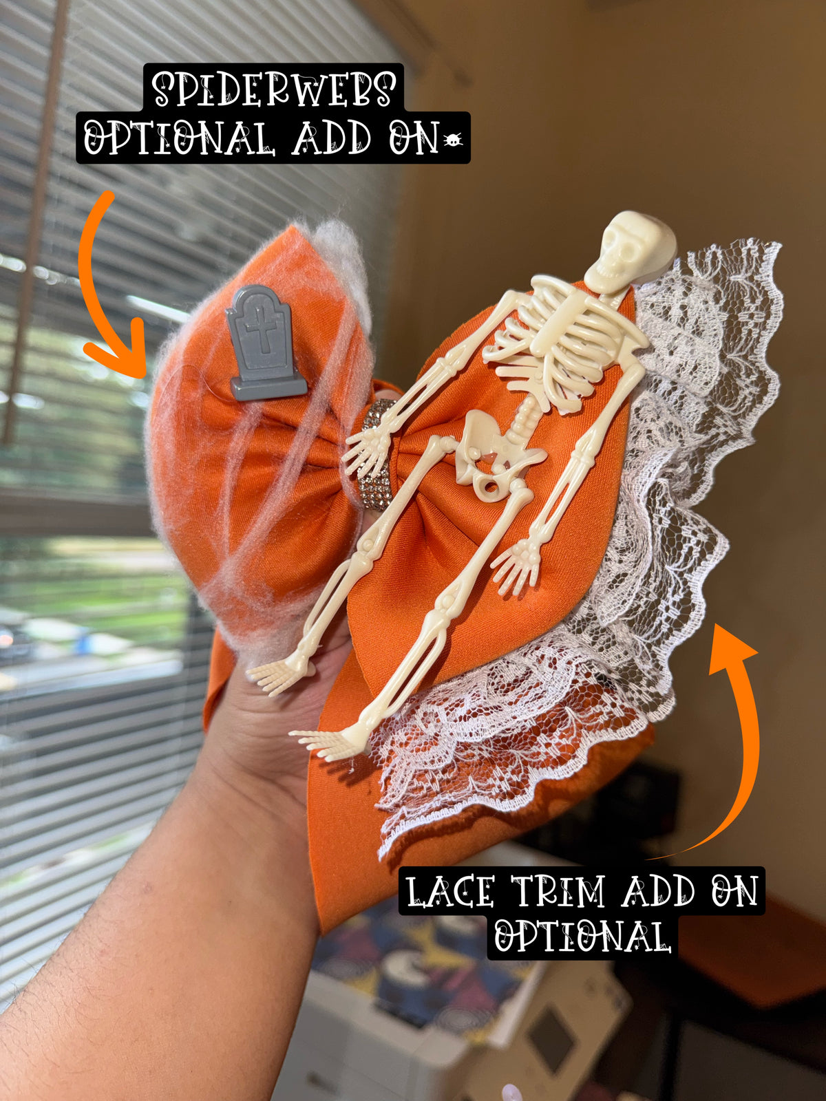 Orange puff skeleton bow