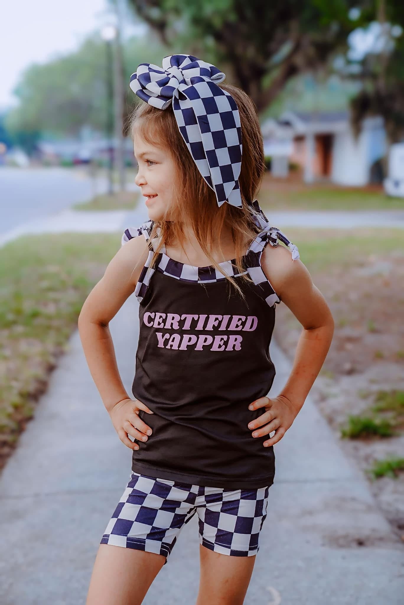 Black & white PUFF checkered bow