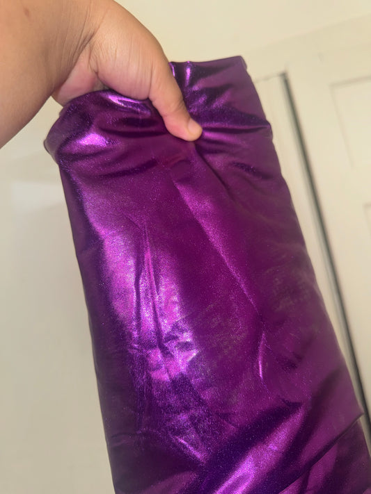 Metallic shiny pleather purple bow