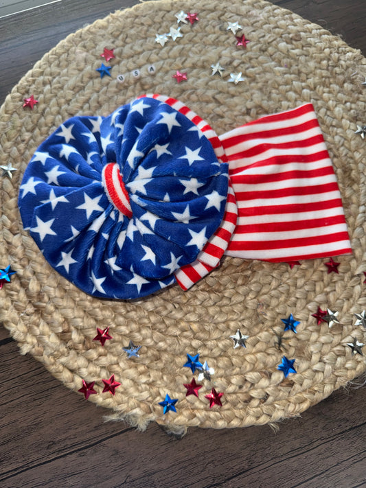 2toned stars & stripe plushy velvet bow