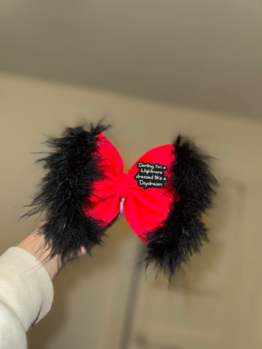 Anti valentines fur bow with added patch