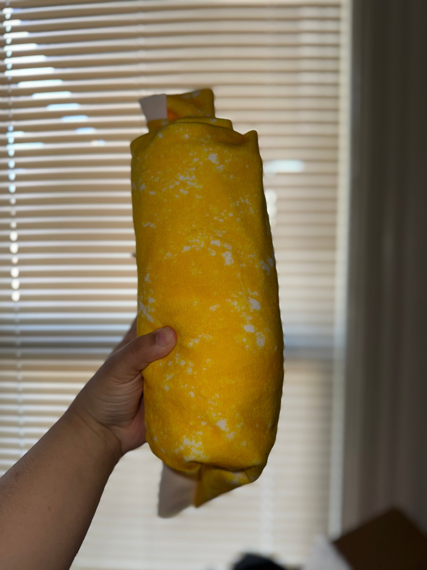 Yellow acid wash velvet bow