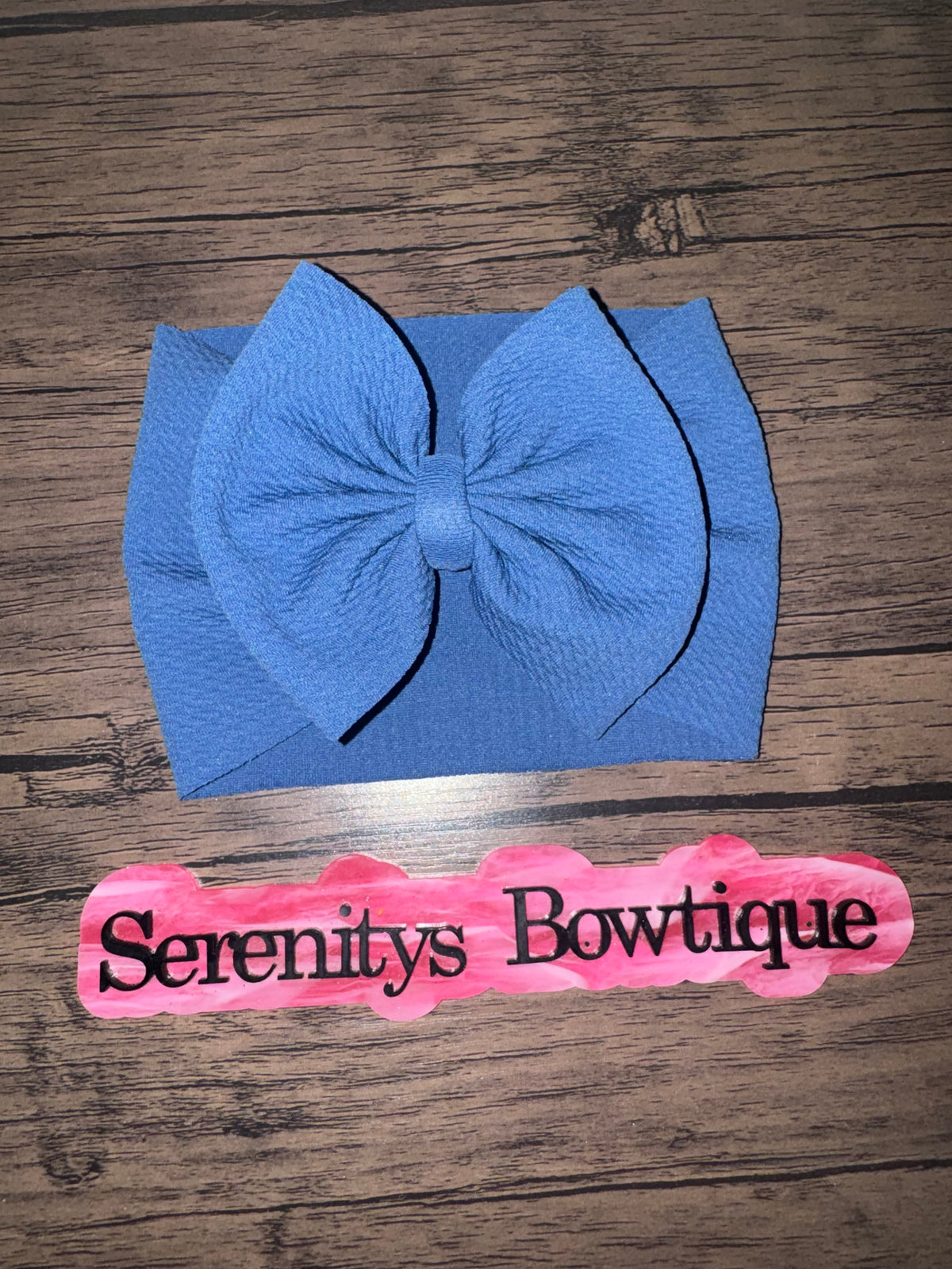 Denim blue bow