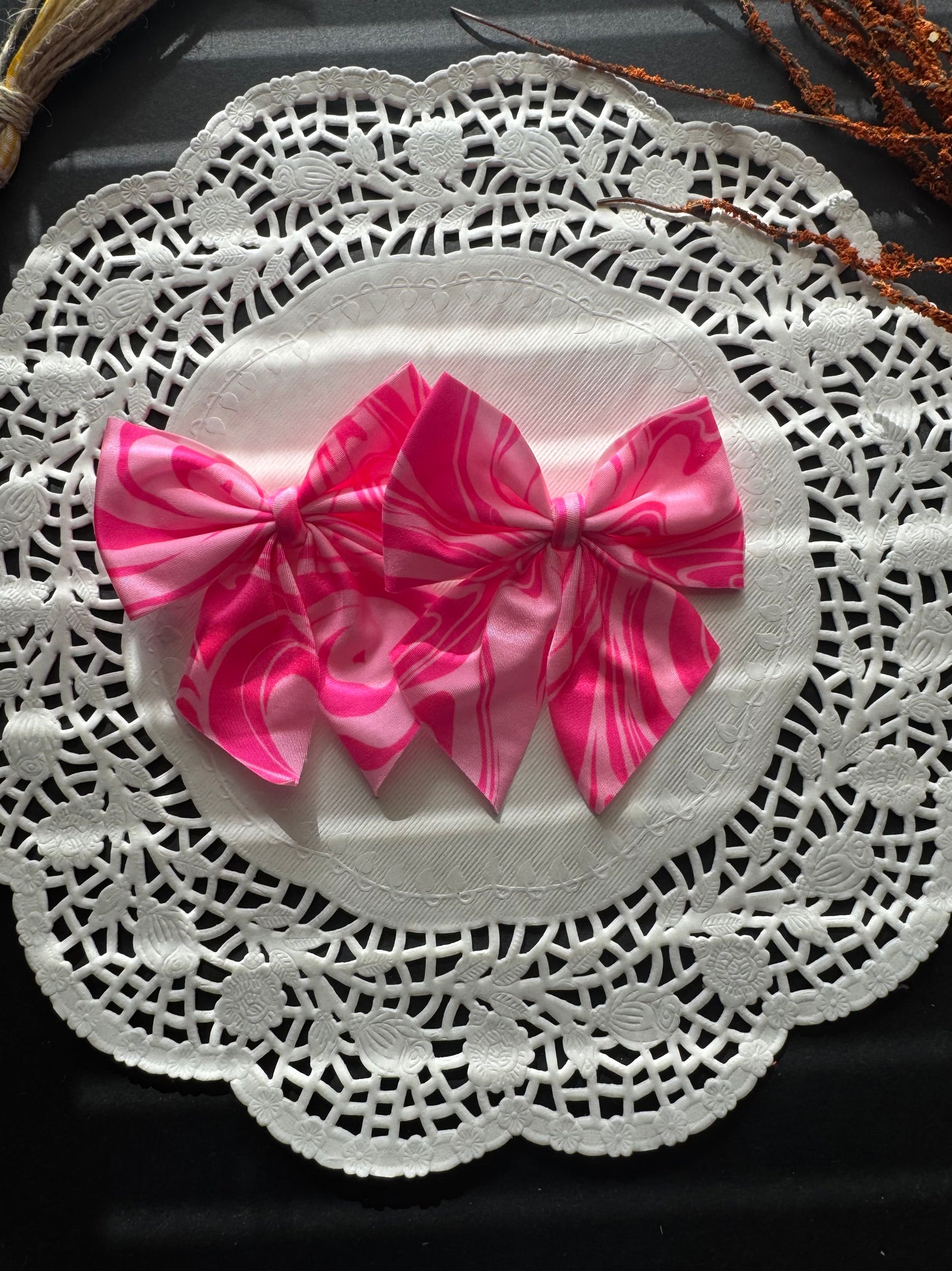 Pink swirl swim bow