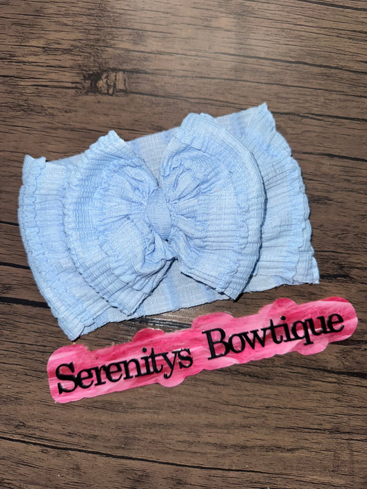 Blue ruffle bow