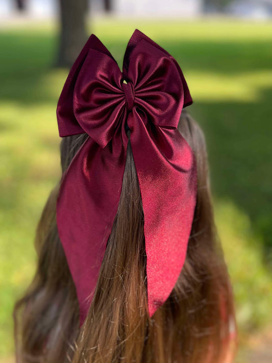 Burgundy satin bow