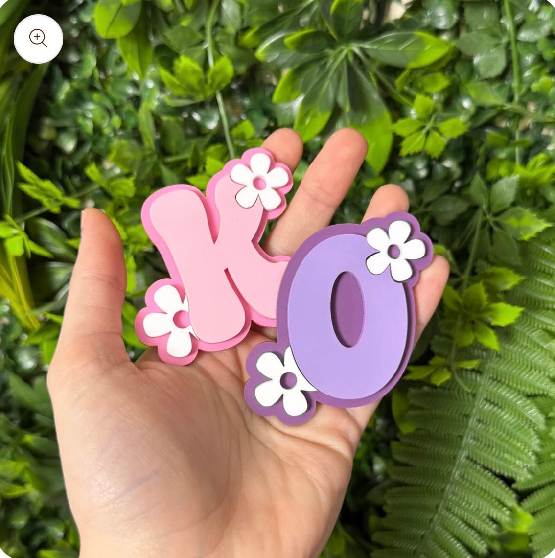 Groovy flower initial hair clip