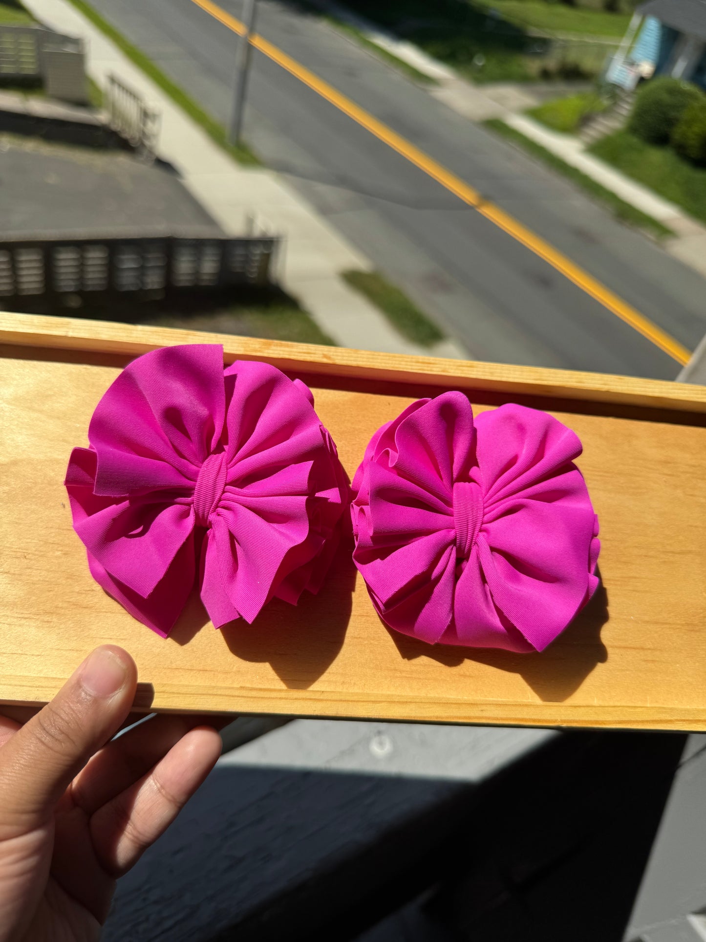 Magenta swim matte bow