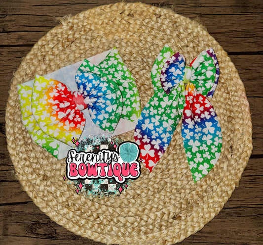 Rainbow shamrock bow