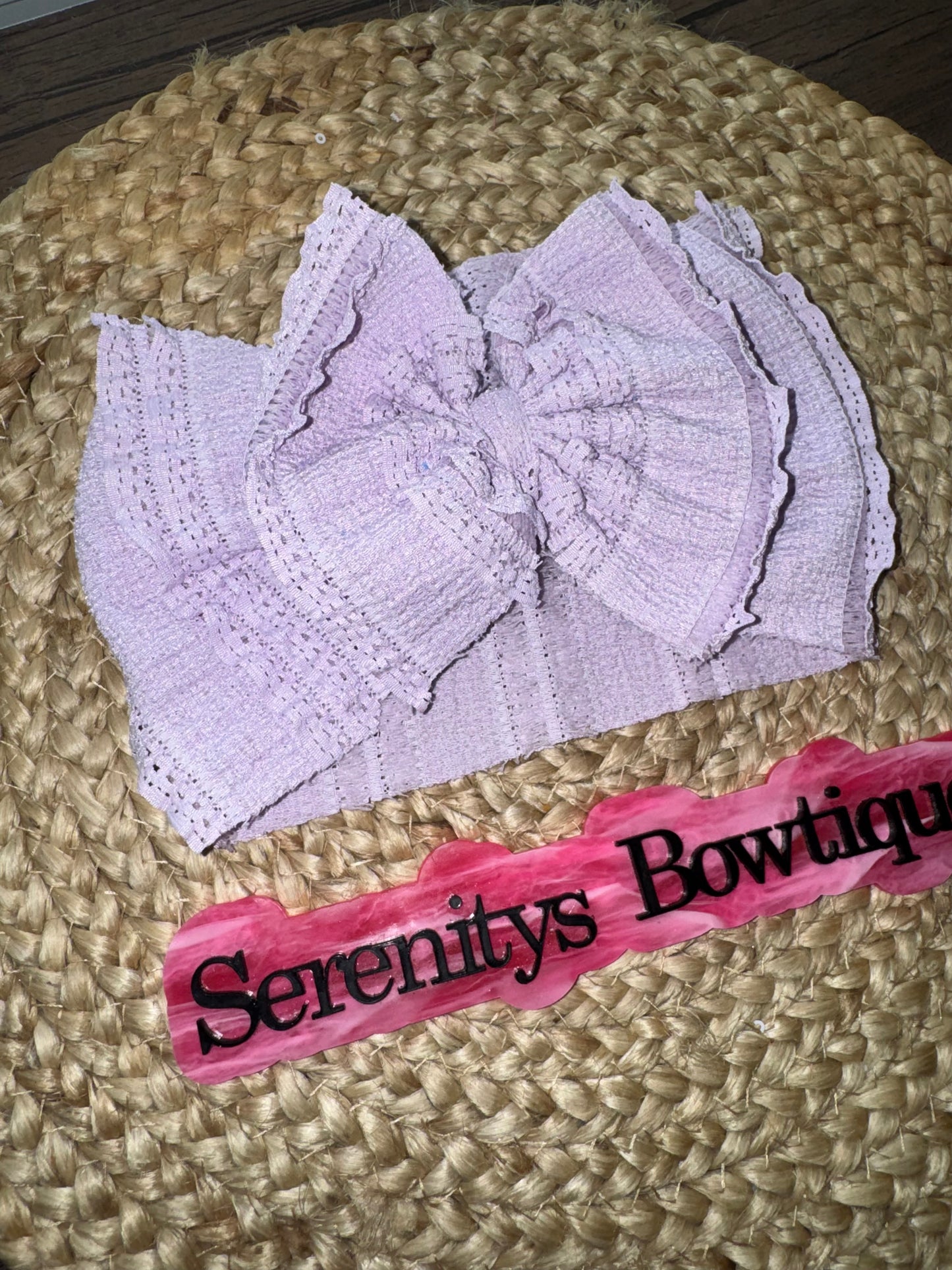 Light purple ruffle bow