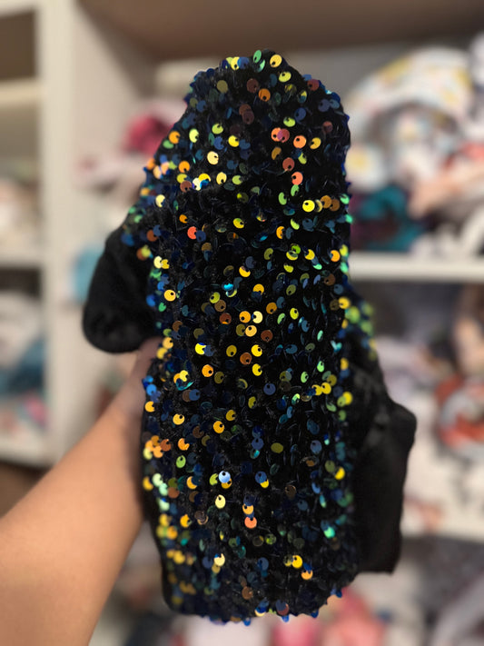 Colorful black sequins velvet bow