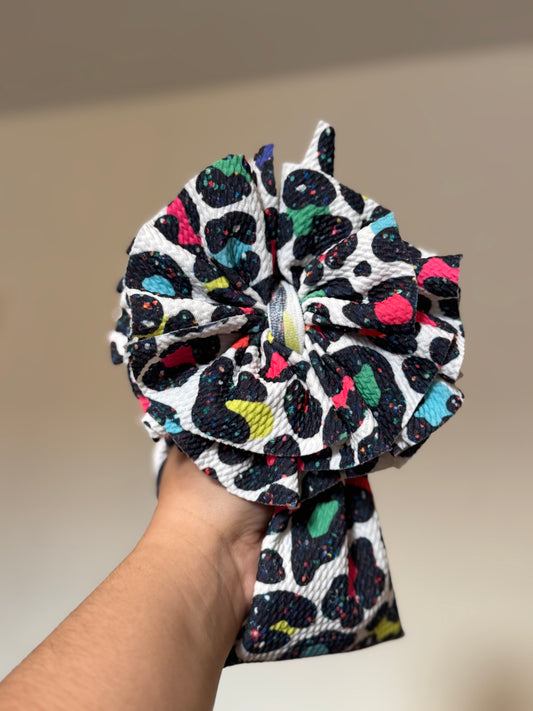 Colorful cheetah bow