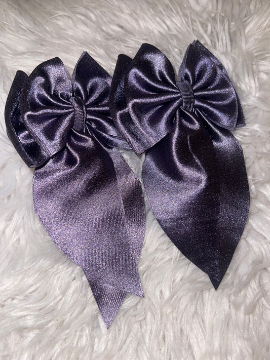 Slate grey satin bow