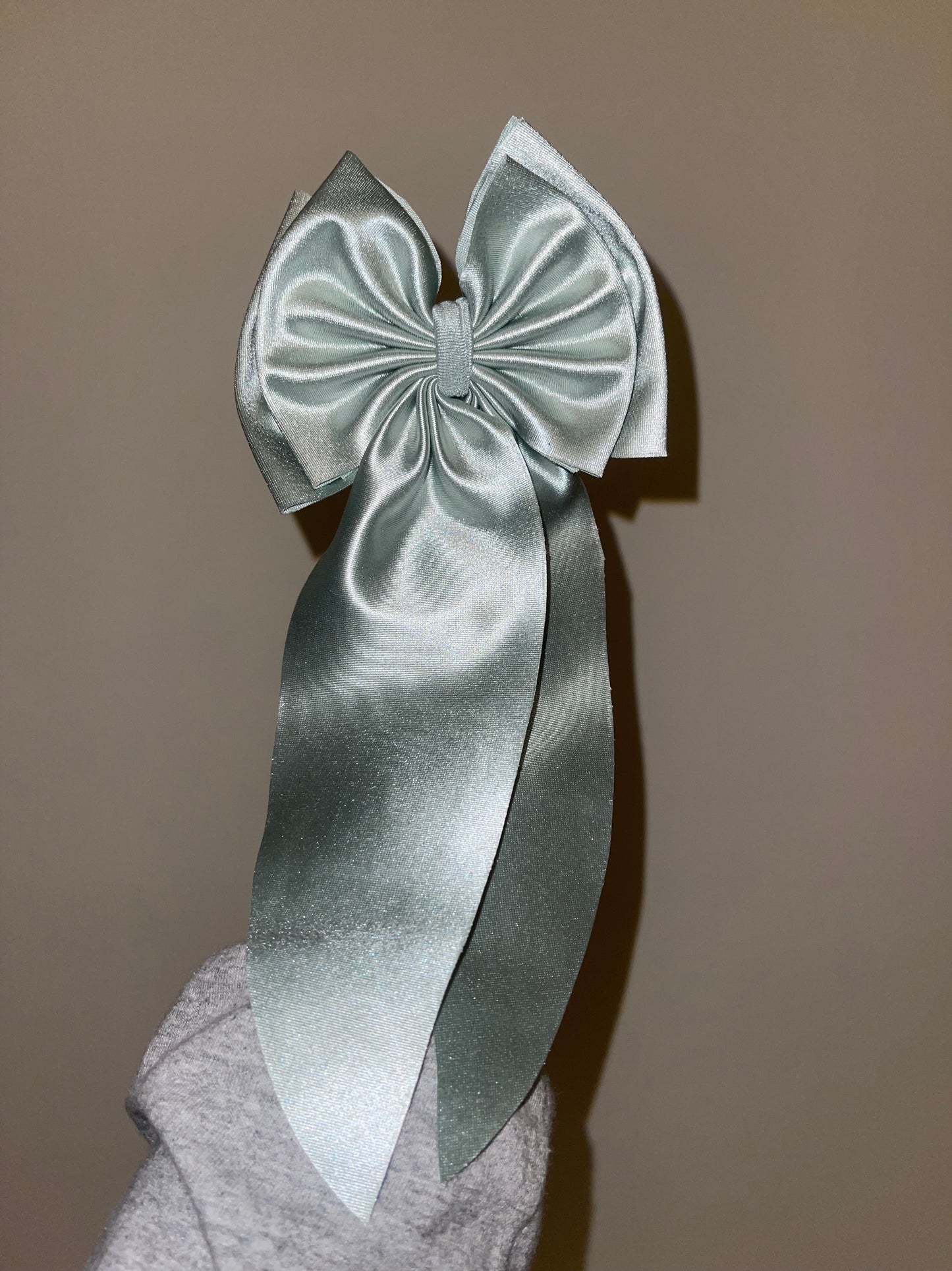 Sage satin bow