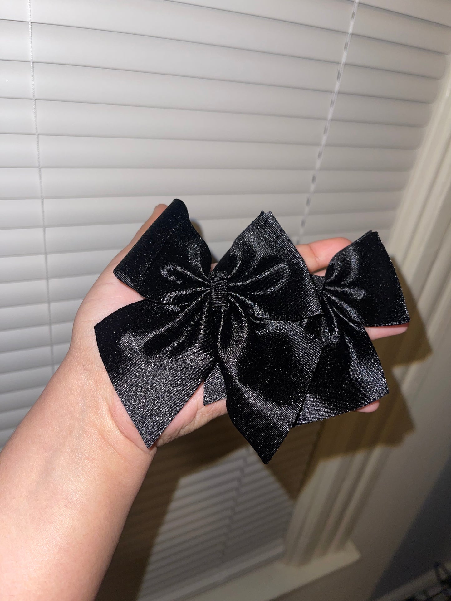 Black satin bow