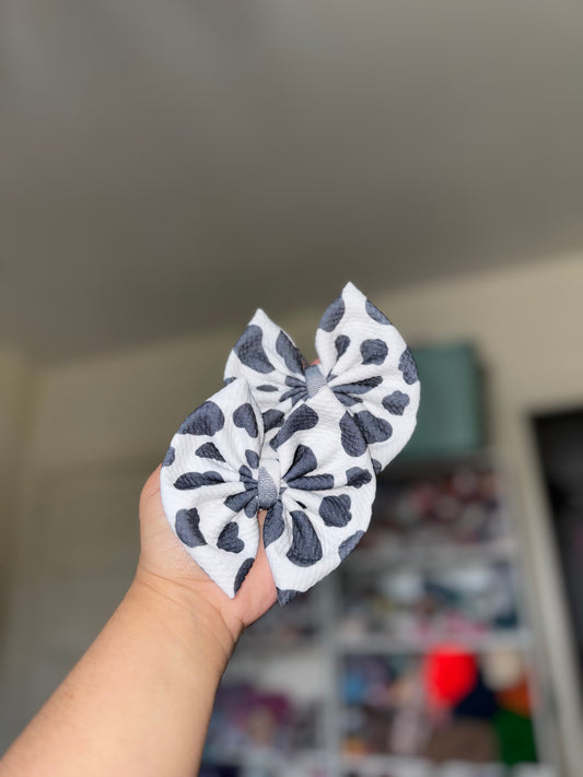 Black/White cow print bow