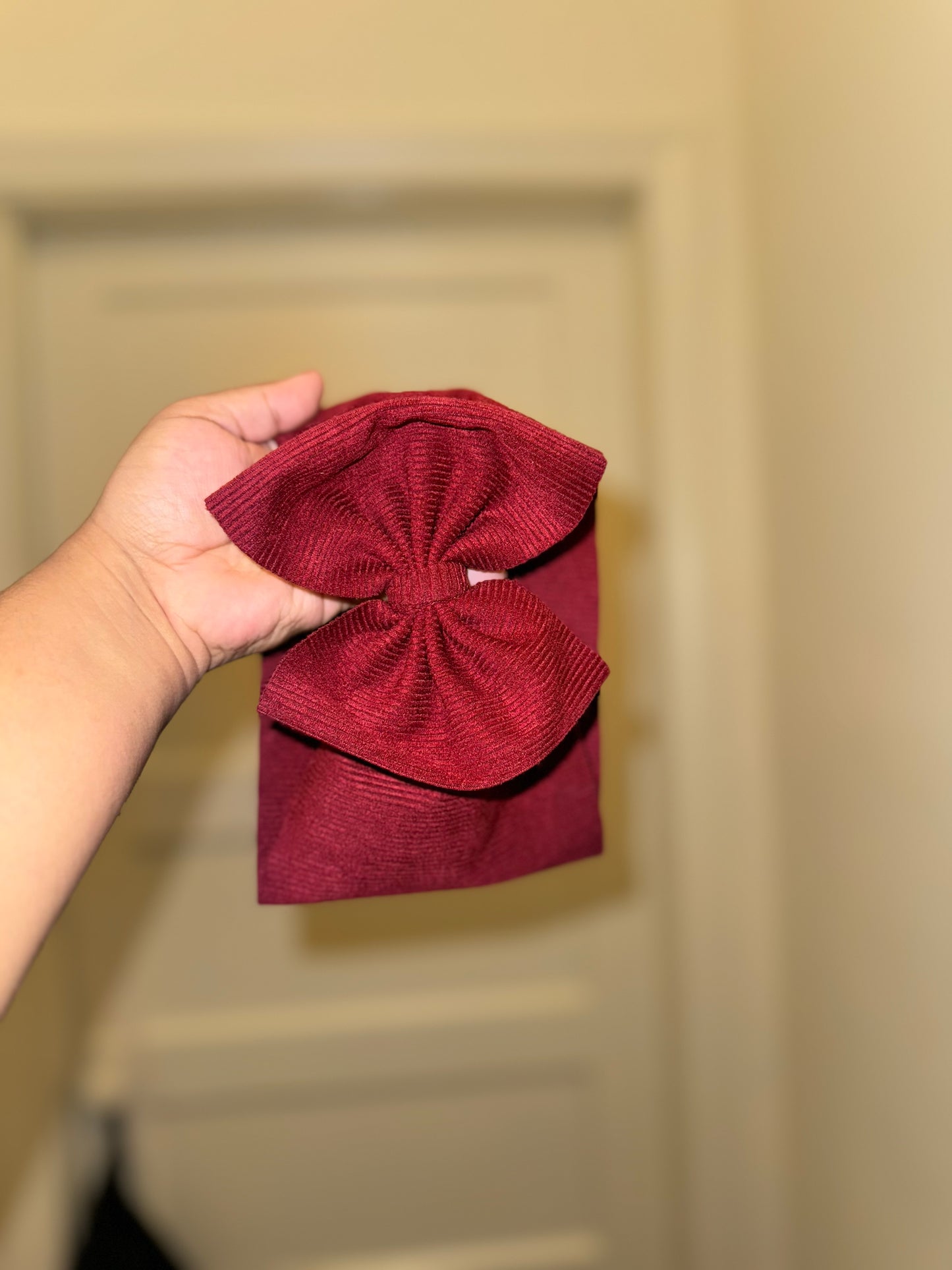 Wine corduroy bow