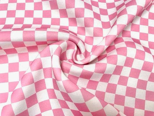 Light pink & white PUFF checkered bow