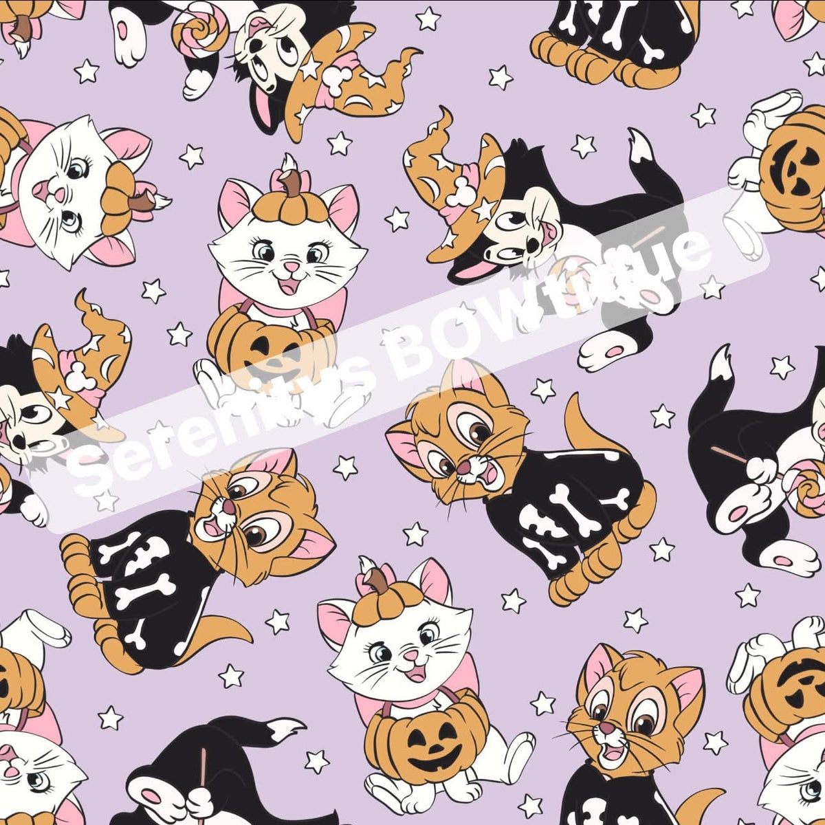 Spooky cats bow