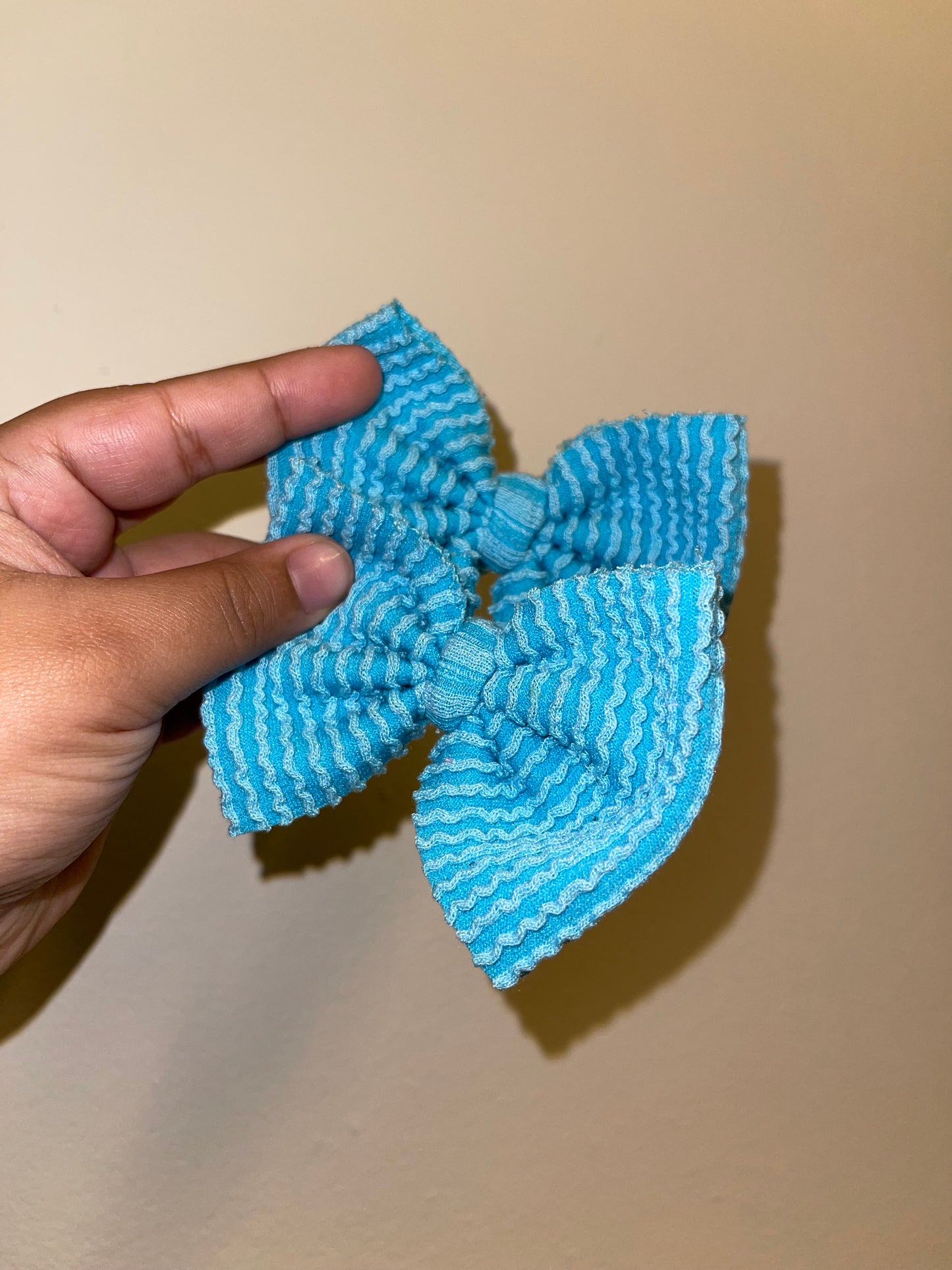 Sky blue waved bow