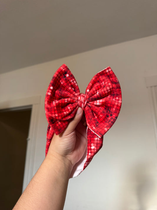 Red Faux glitter velvet bow