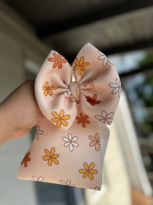 Boho retro daises puff bow