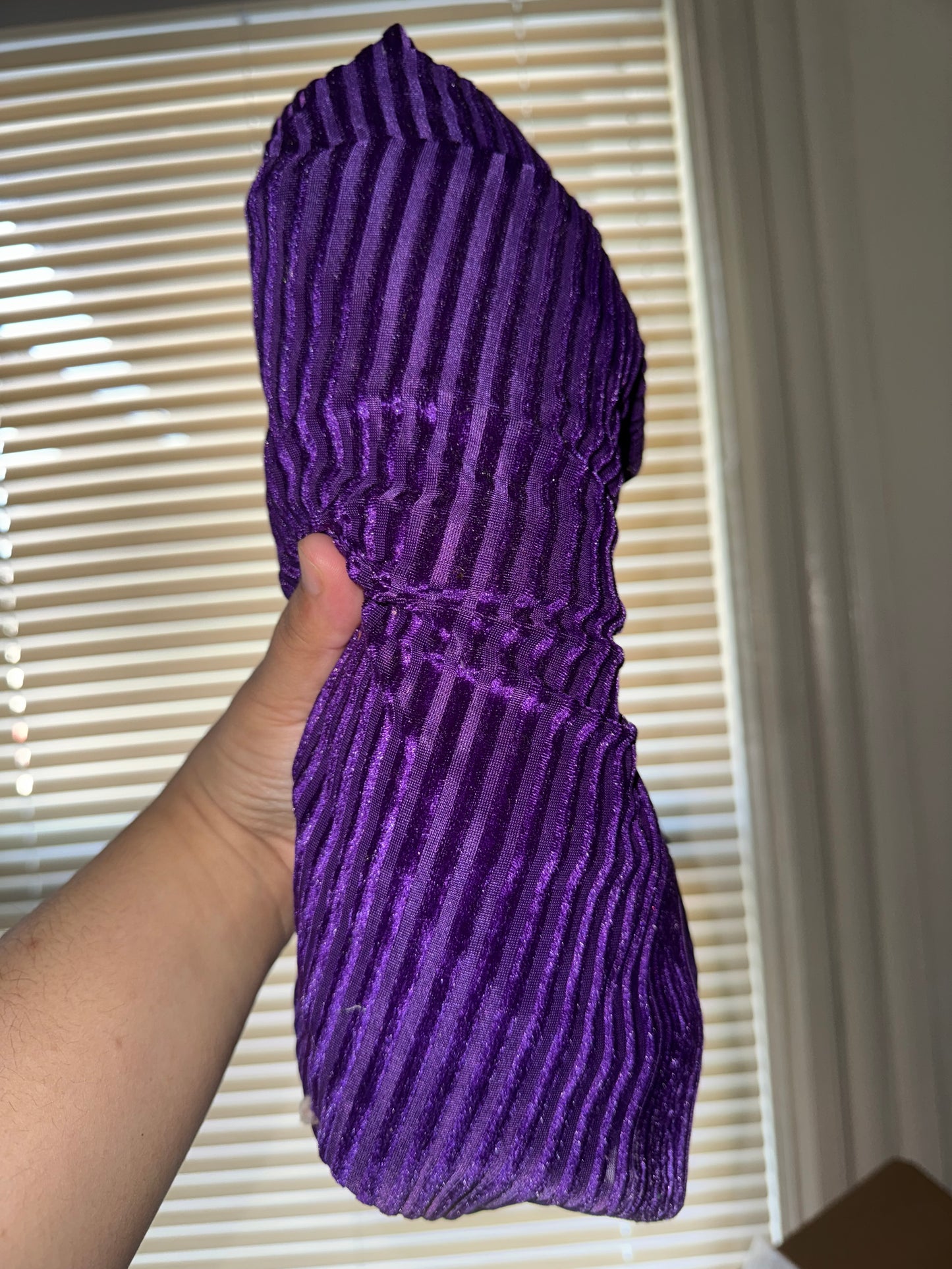 Purple ribbed velvet bow