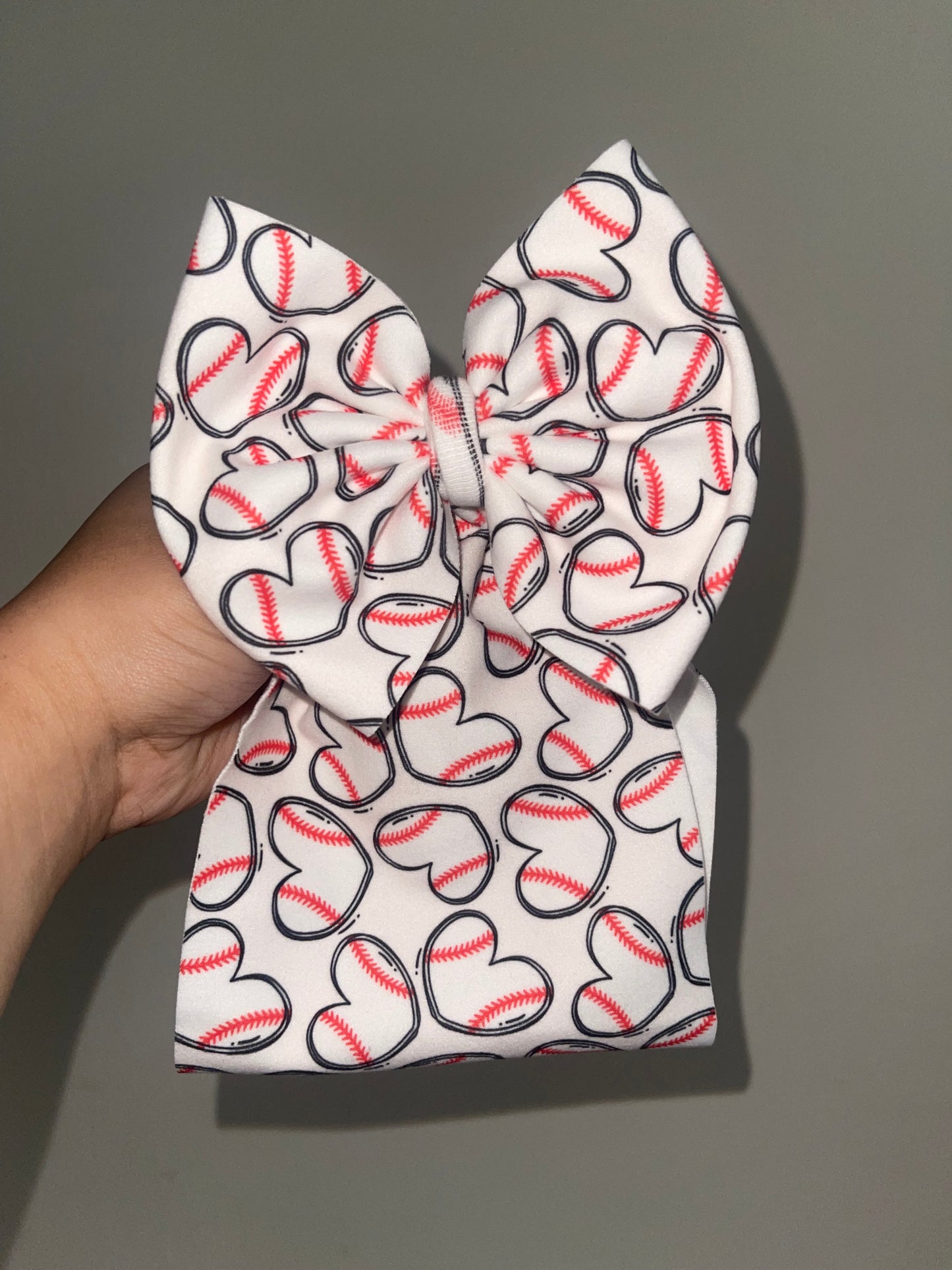 Baseball heart bow