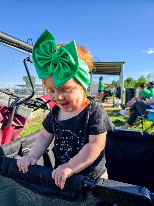 Green satin bow