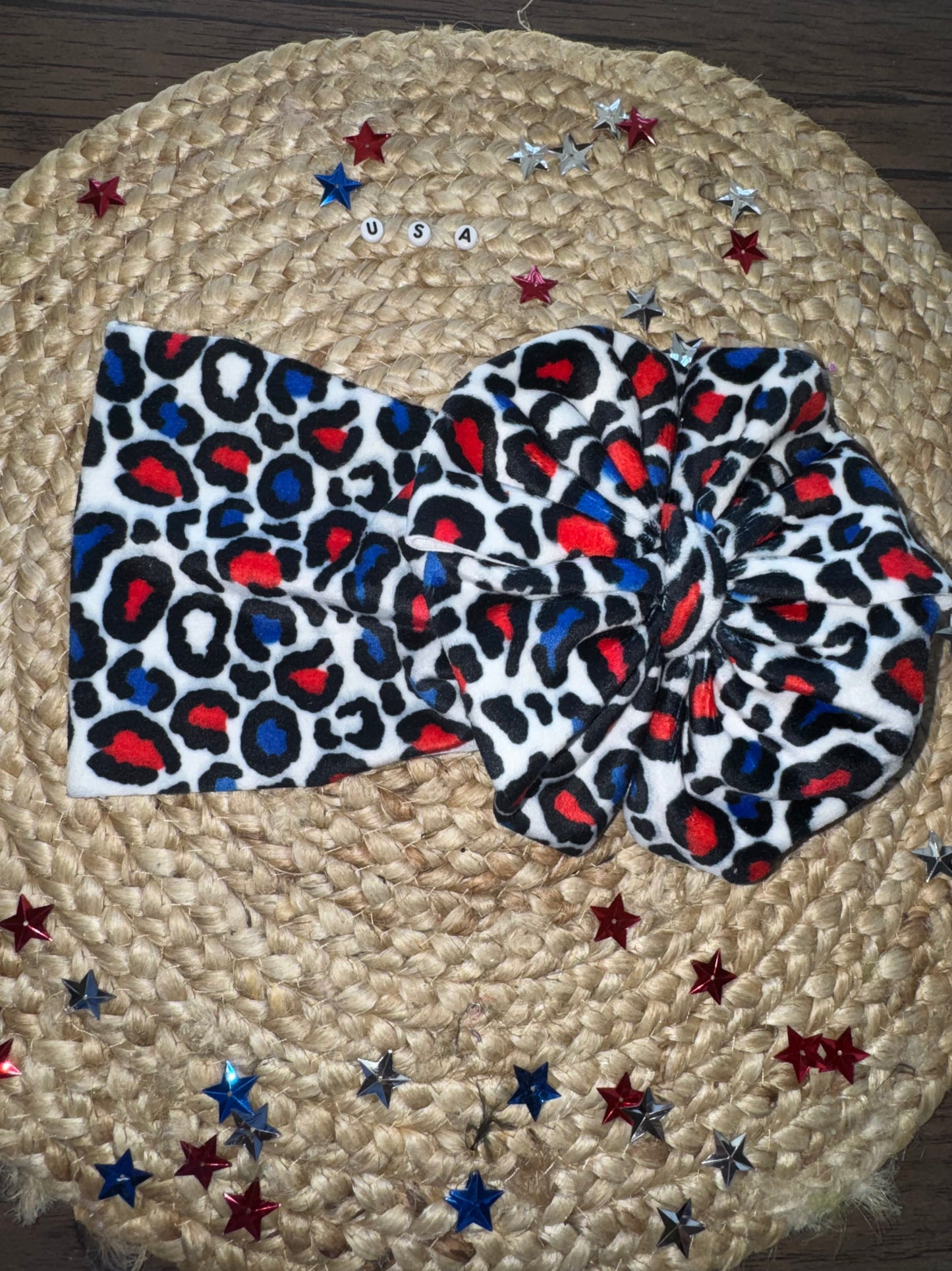 FOJ leopard plushy velvet bow