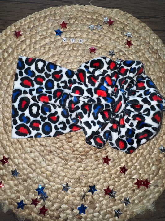FOJ leopard plushy velvet bow