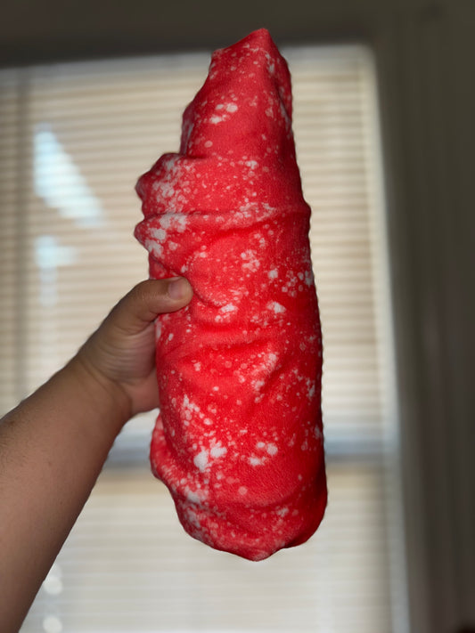 Red acid wash velvet bow