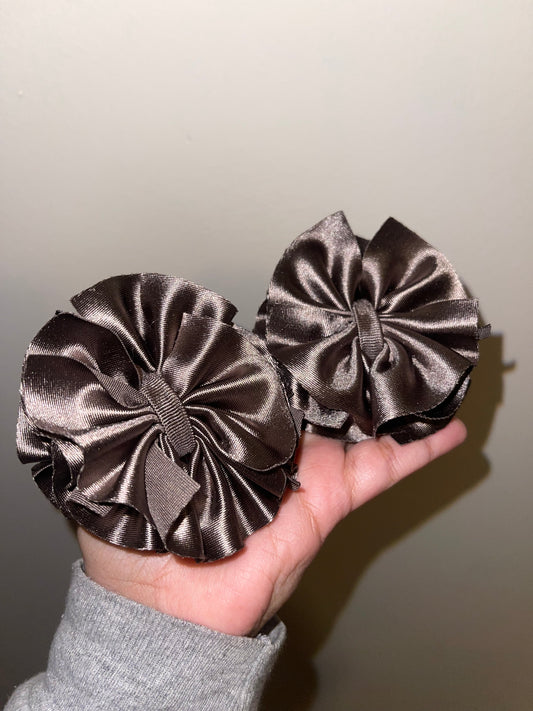 Mocha satin bow