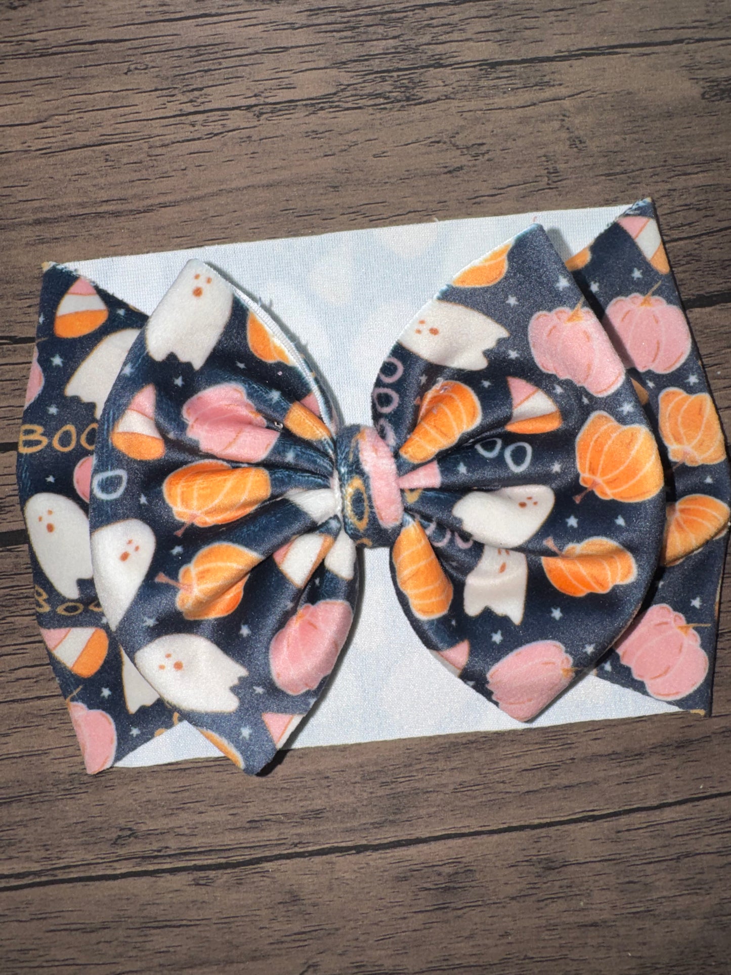 Pumpkin GHOSTIE plushy velvet bow