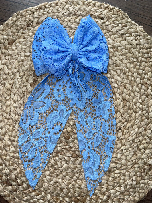 Blue laced coquette bow